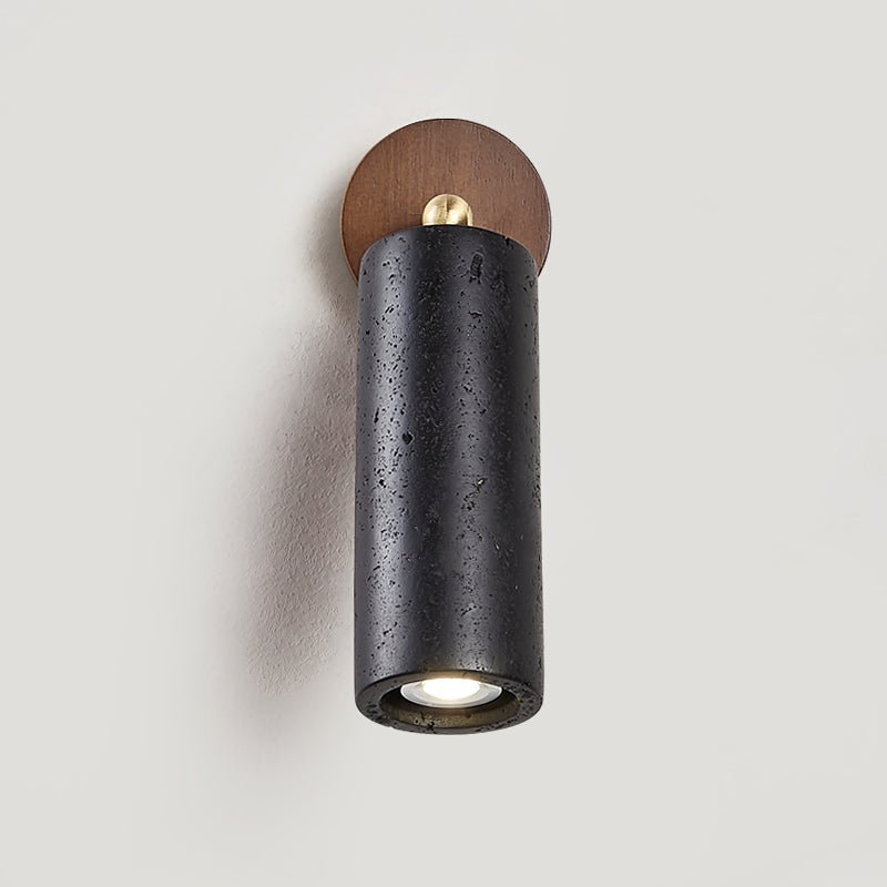 Cassius Adjustable Wall Sconce in Black Travertine and Walnut