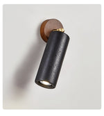 Cassius Adjustable Wall Sconce in Black Travertine and Walnut