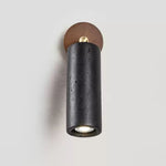 Cassius Adjustable Wall Sconce in Black Travertine and Walnut