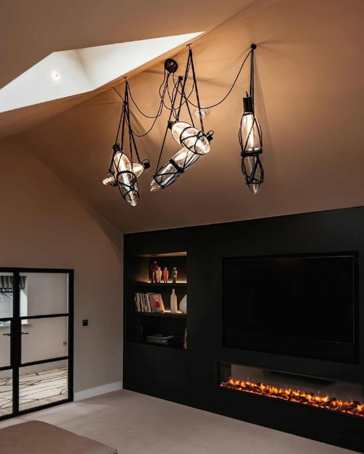 Castaway Glass Bottle Pendant Light, Artisan Mouth-Blown Glass Chandelier