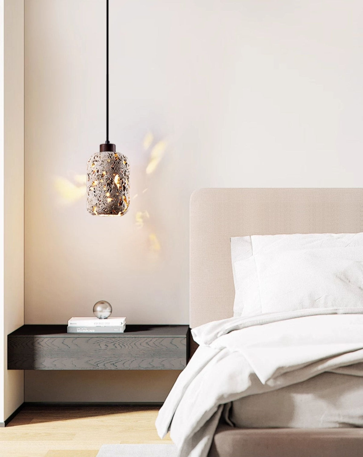 Cava Volcanic Stone Pendant Light — Sculptural Travertine Hanging Lamp