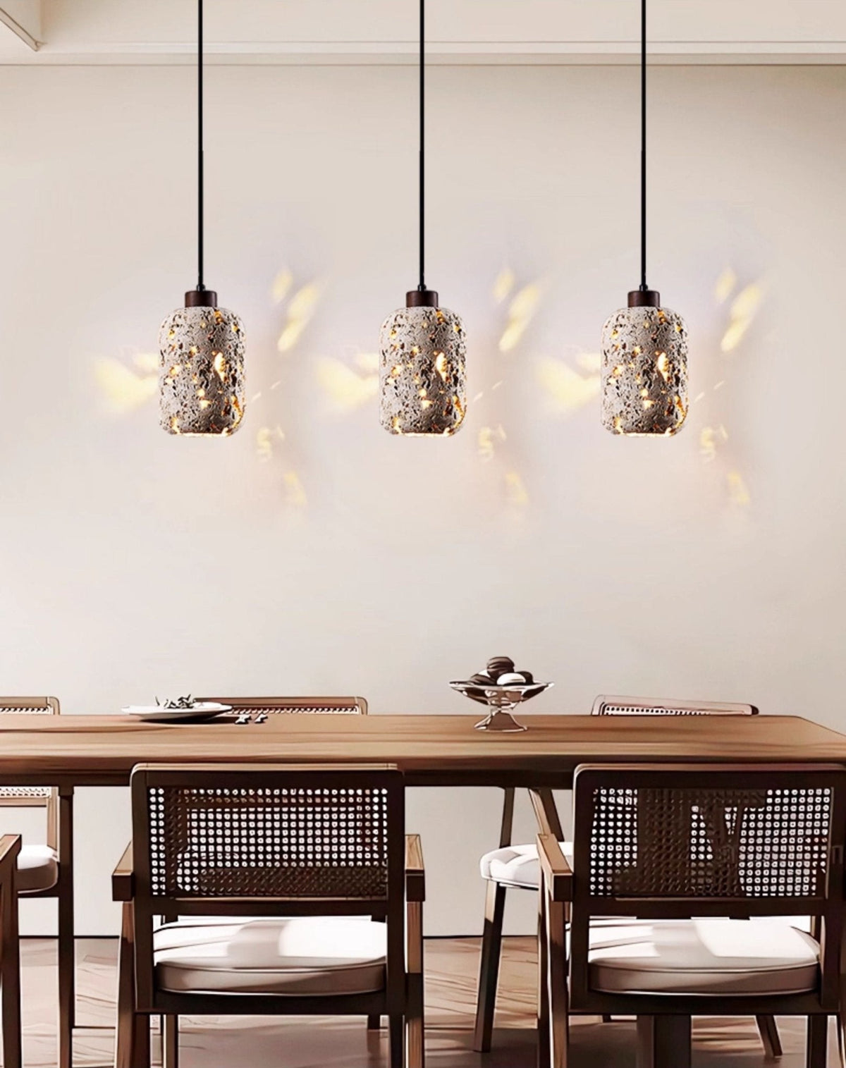 Cava Volcanic Stone Pendant Light — Sculptural Travertine Hanging Lamp