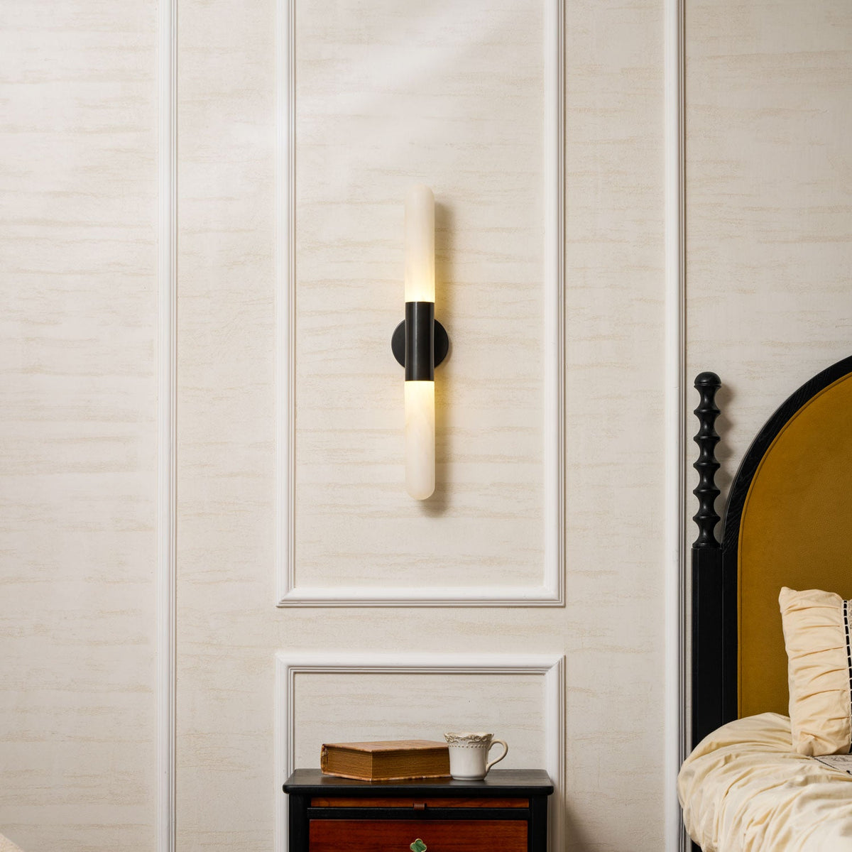 Cavoya Natural Alabaster Wall Sconce with Dual-Ended LED Glow