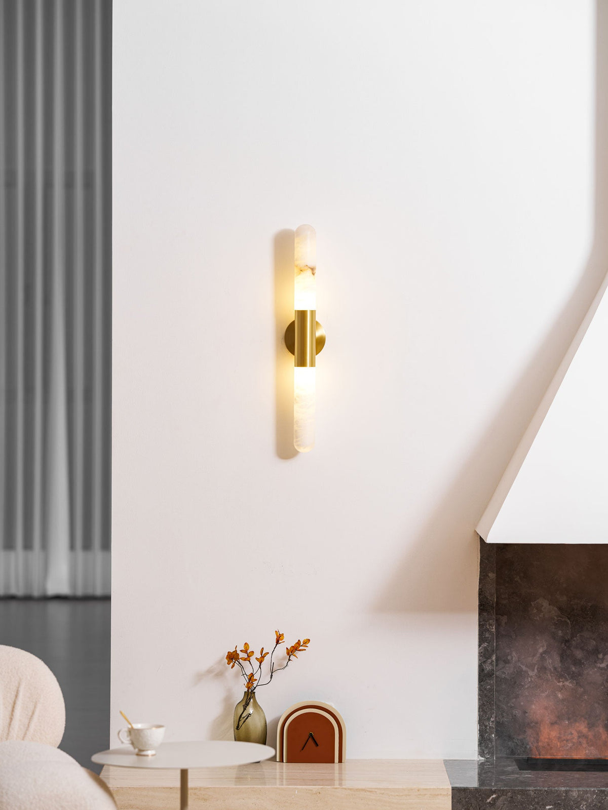 Cavoya Natural Alabaster Wall Sconce with Dual-Ended LED Glow