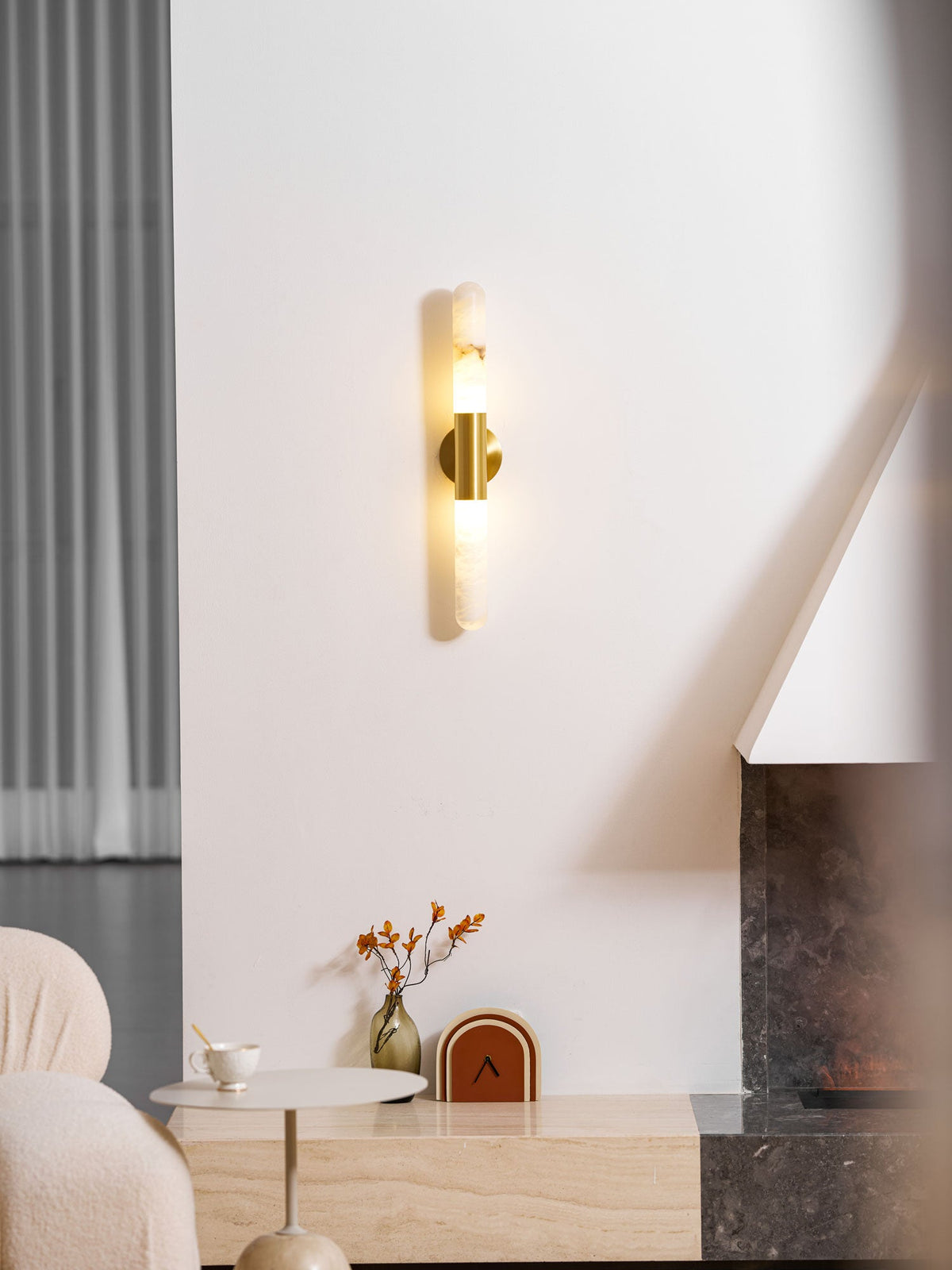 Cavoya Natural Alabaster Wall Sconce with Dual-Ended LED Glow