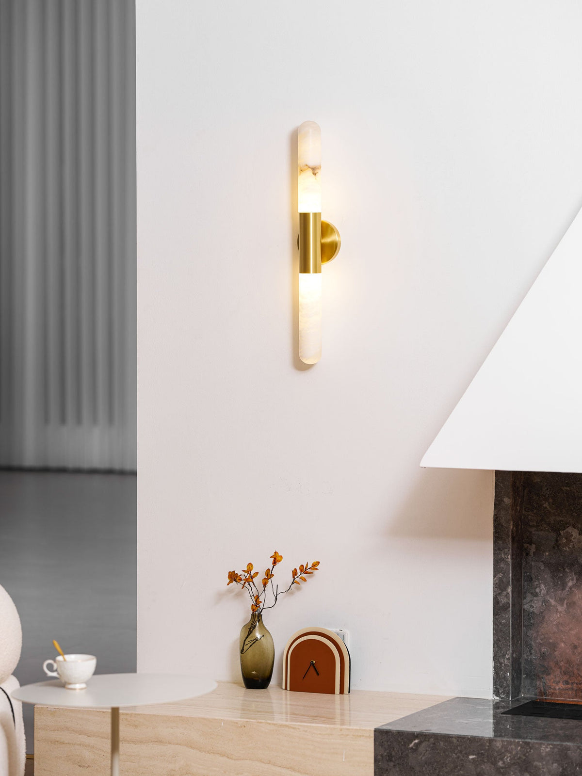 Cavoya Natural Alabaster Wall Sconce with Dual-Ended LED Glow