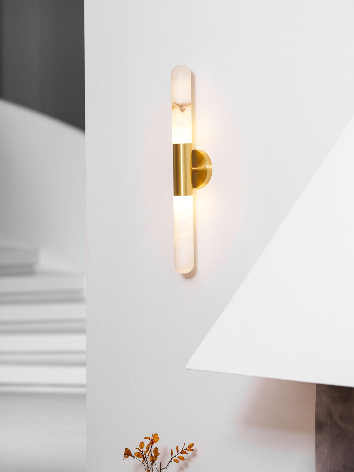 Cavoya Natural Alabaster Wall Sconce with Dual-Ended LED Glow