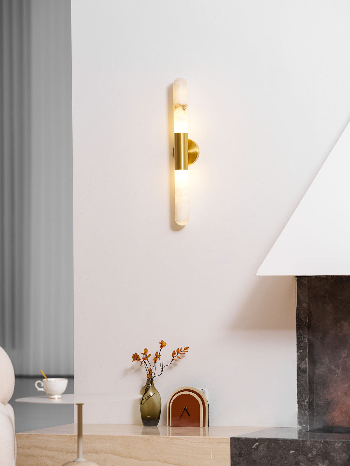 Cavoya Natural Alabaster Wall Sconce with Dual-Ended LED Glow
