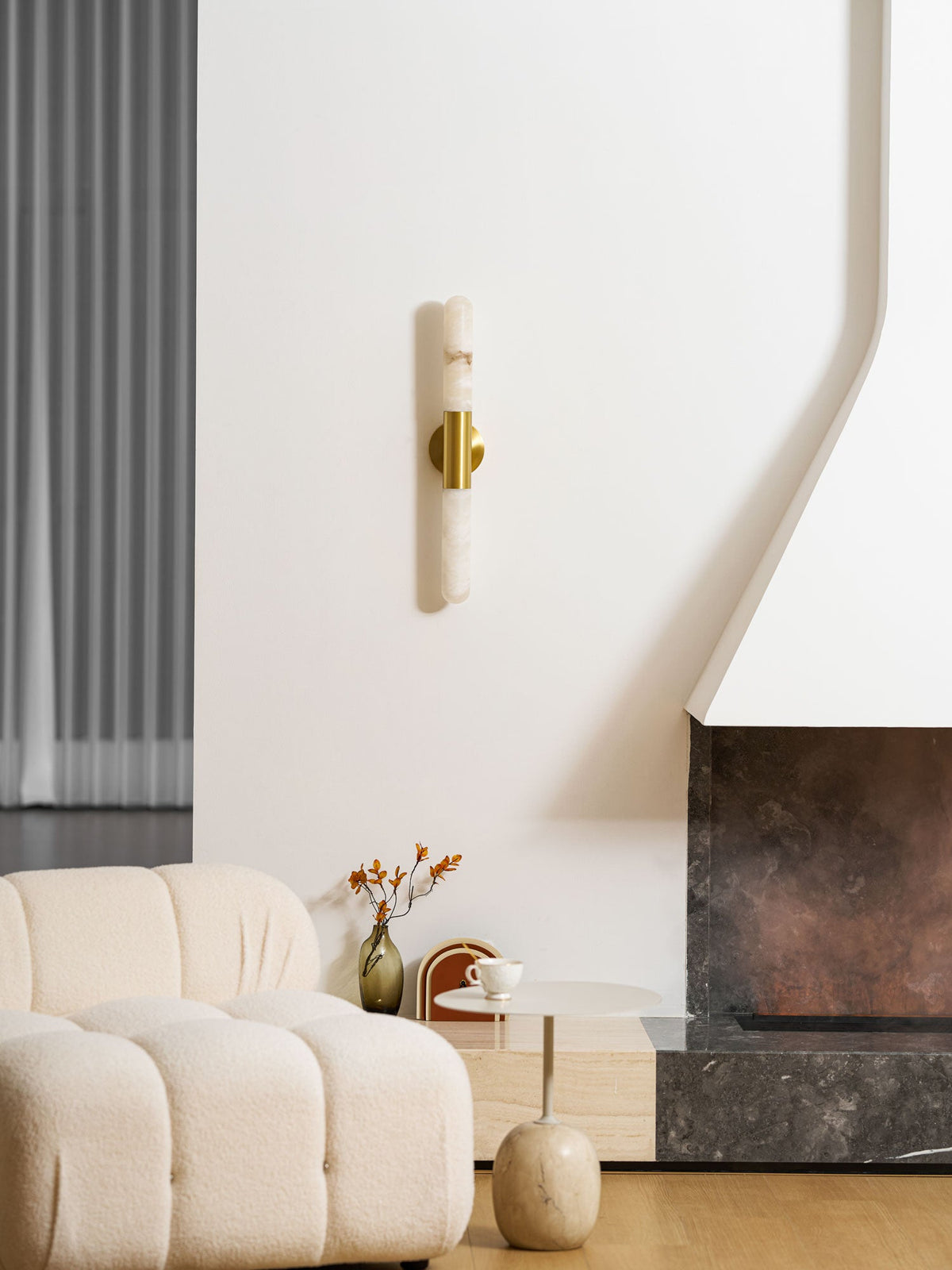 Cavoya Natural Alabaster Wall Sconce with Dual-Ended LED Glow