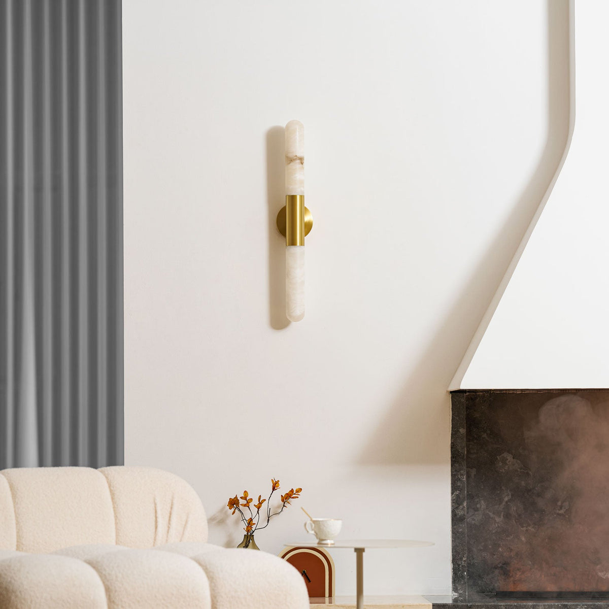 Cavoya Natural Alabaster Wall Sconce with Dual-Ended LED Glow