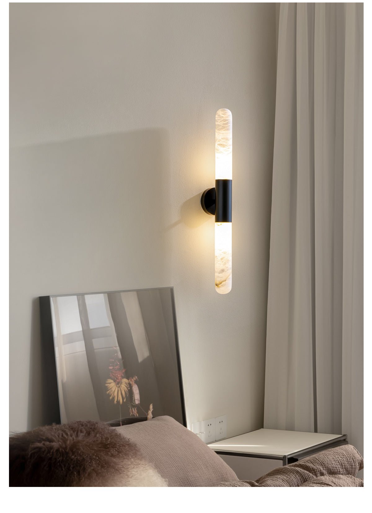 Cavoya Natural Alabaster Wall Sconce with Dual-Ended LED Glow