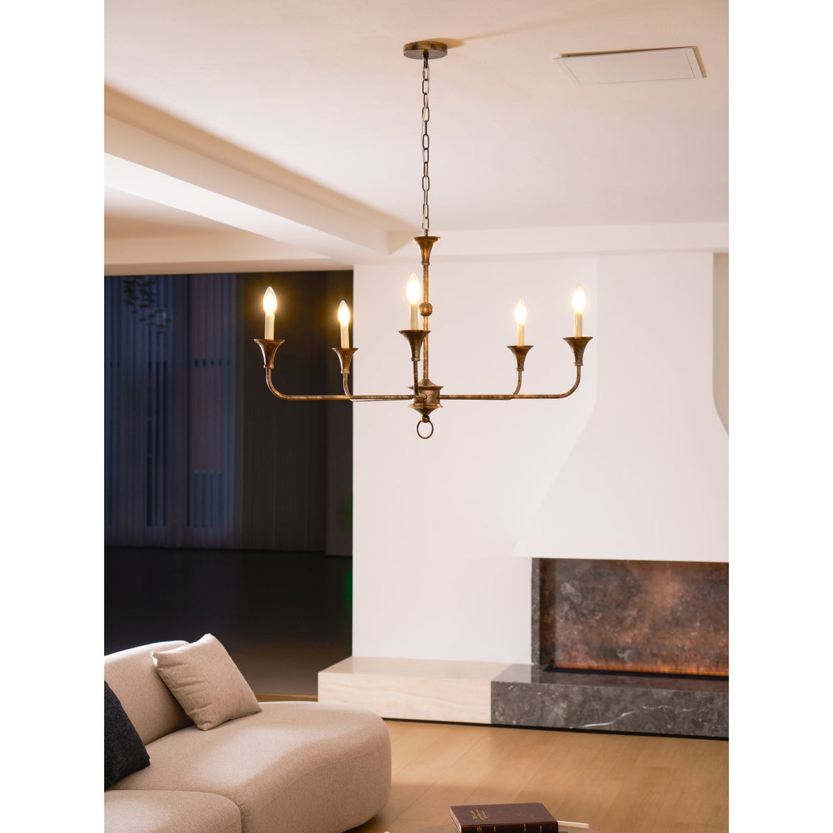 Elara Candle Chandelier – Modern Brass Candelabra Chandelier for Dining Room
