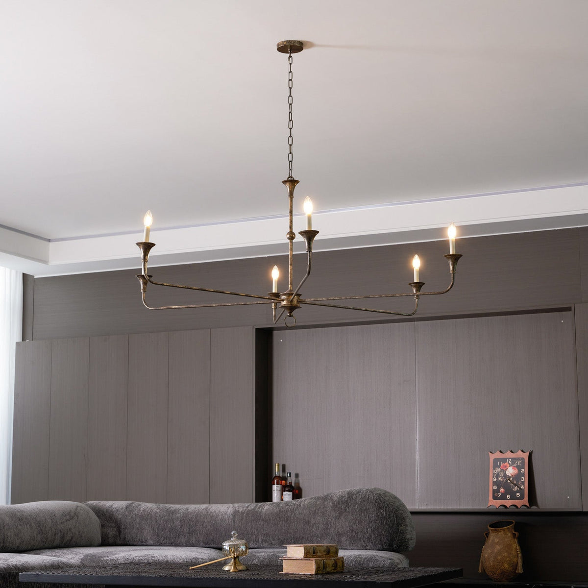 Elara Candle Chandelier – Modern Brass Candelabra Chandelier for Dining Room