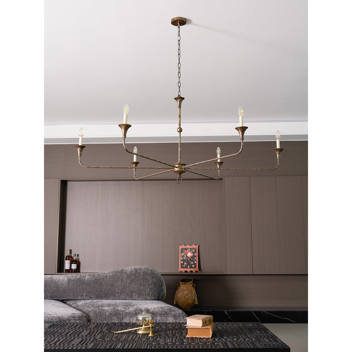 Elara Candle Chandelier – Modern Brass Candelabra Chandelier for Dining Room