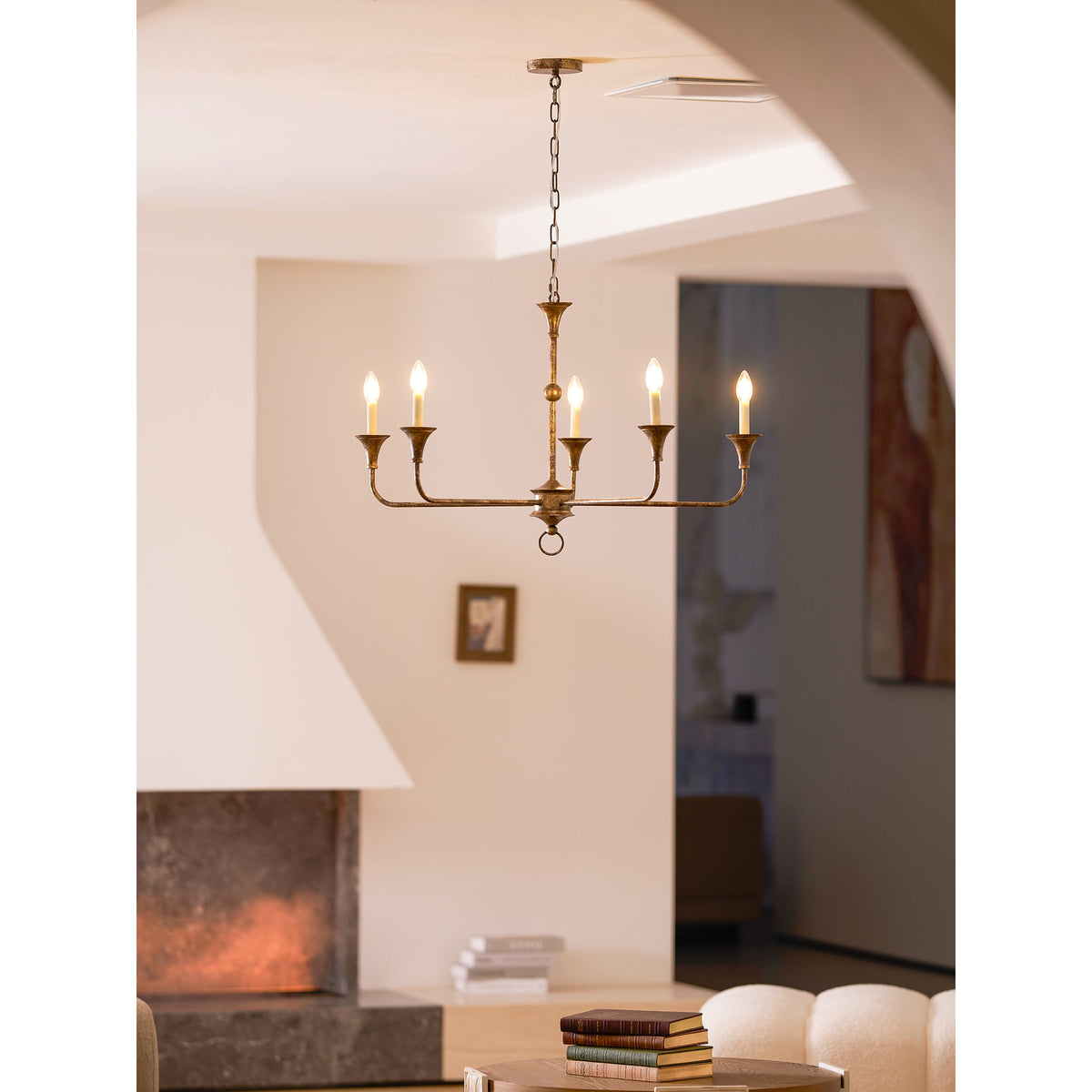 Elara Candle Chandelier – Modern Brass Candelabra Chandelier for Dining Room
