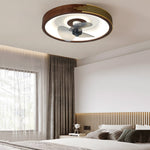 19 7 In Walnut 6 Speed Flush Mount Ceiling Fans With Led Light And Remote