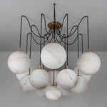 Celestara Alabaster Orb Chandelier — Oversized Brass Pendant Light