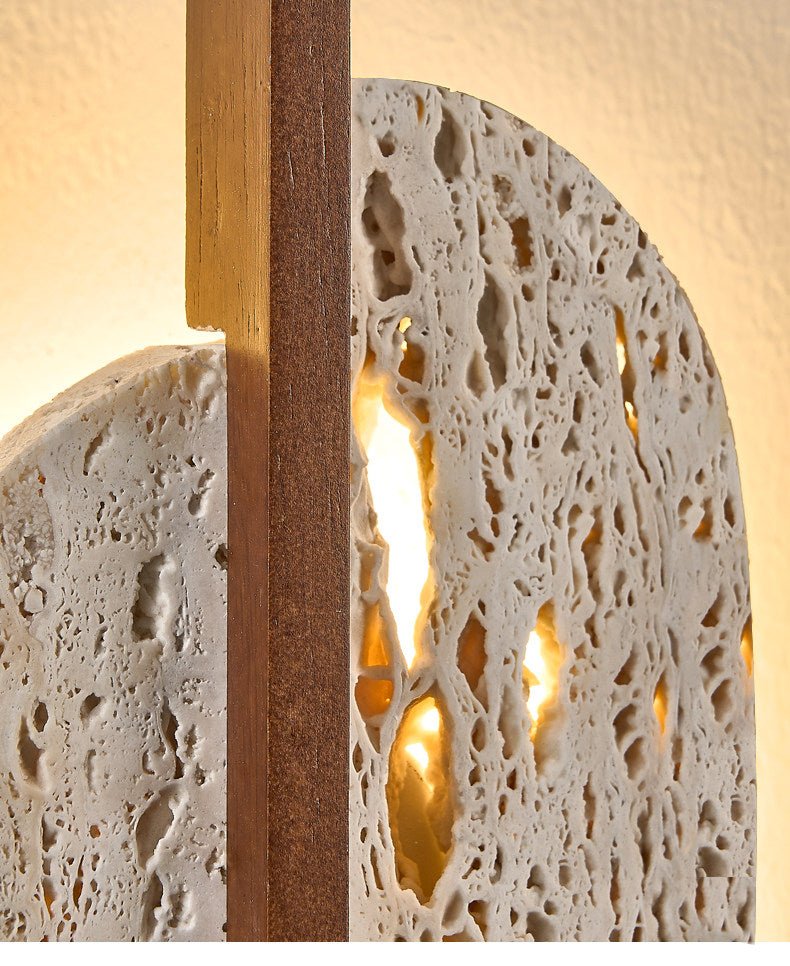 Celeste Travertine Wall Sconce with Rusted Metal Accent