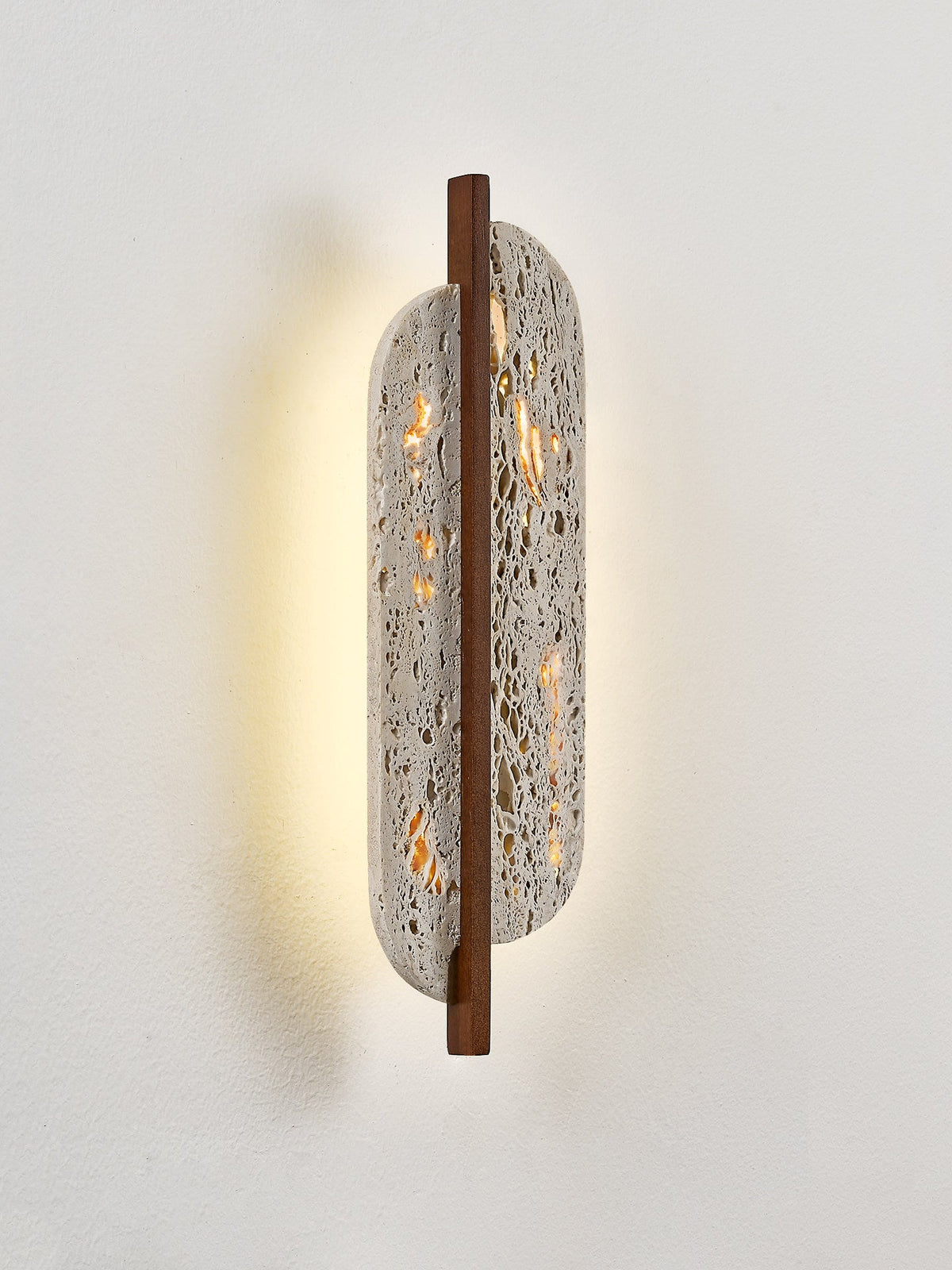 Celeste Travertine Wall Sconce with Rusted Metal Accent