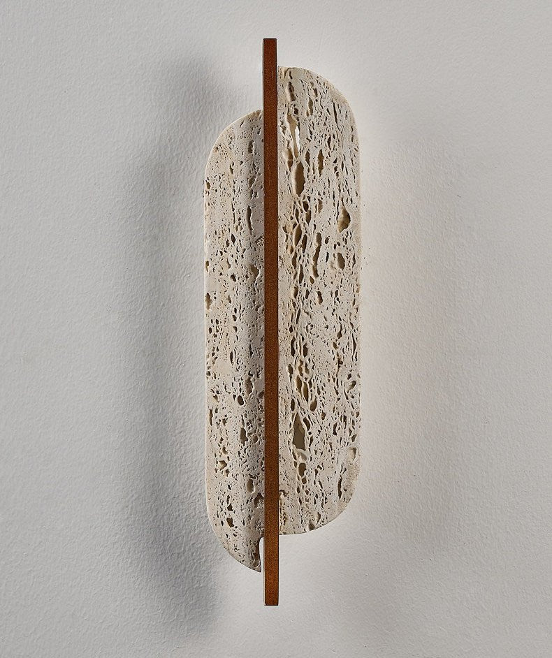 Celeste Travertine Wall Sconce with Rusted Metal Accent