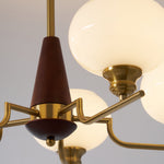 Celeste Walnut Sphere Chandelier – Modern Brass & Glass Pendant Light