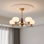 Celeste Walnut Sphere Chandelier – Modern Brass & Glass Pendant Light