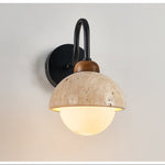 Celestia Travertine Wall Sconce with Walnut Accent