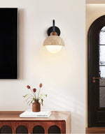 Celestia Travertine Wall Sconce with Walnut Accent