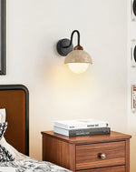 Celestia Travertine Wall Sconce with Walnut Accent