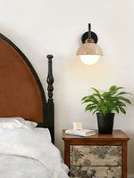 Celestia Travertine Wall Sconce with Walnut Accent