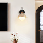 Celestia Travertine Wall Sconce with Walnut Accent
