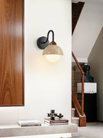 Celestia Travertine Wall Sconce with Walnut Accent
