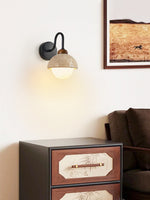 Celestia Travertine Wall Sconce with Walnut Accent