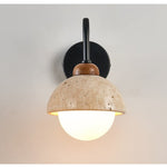 Celestia Travertine Wall Sconce with Walnut Accent