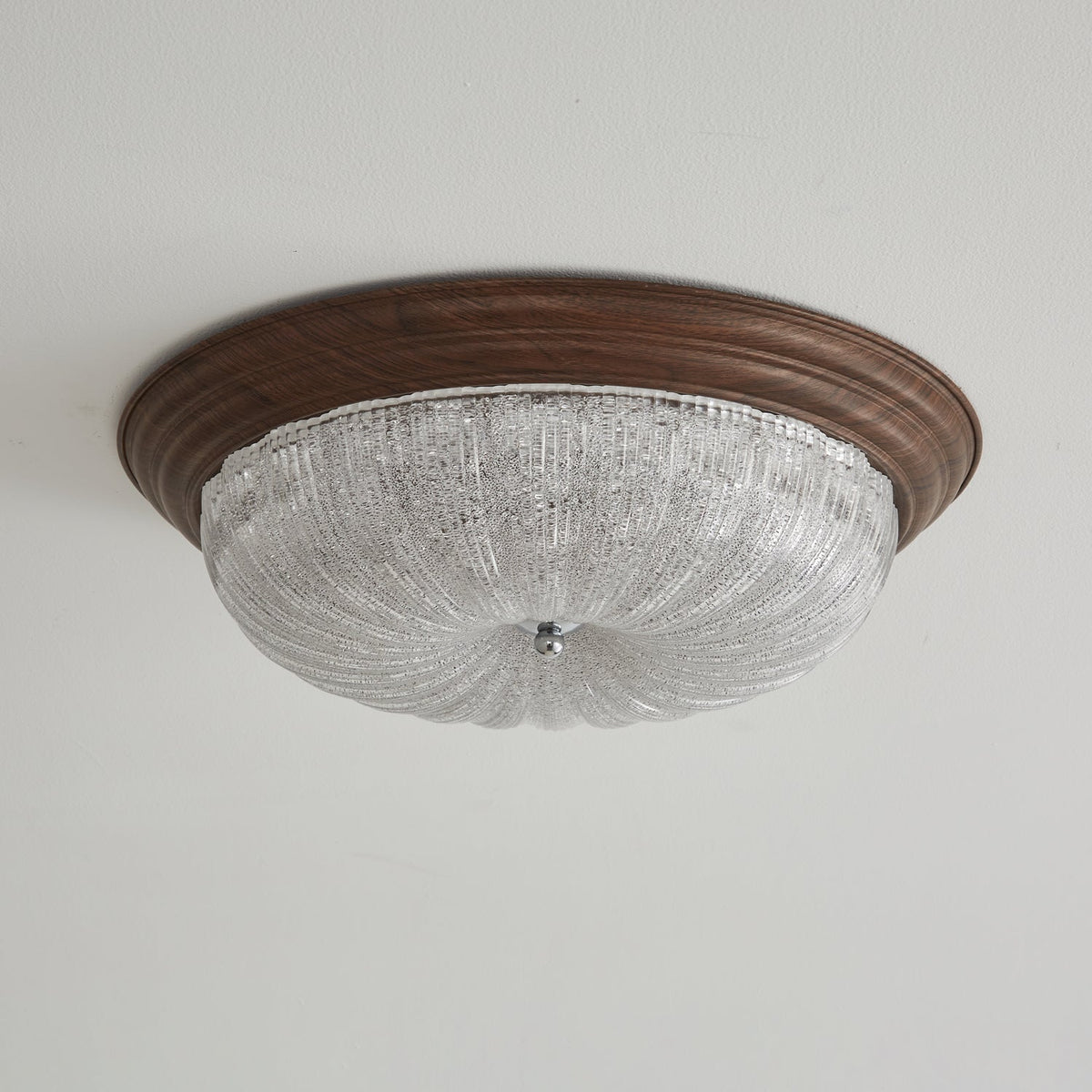 Celestia Walnut Flush Mount Ceiling Light with Glass Dome