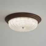 Celestia Walnut Flush Mount Ceiling Light with Glass Dome