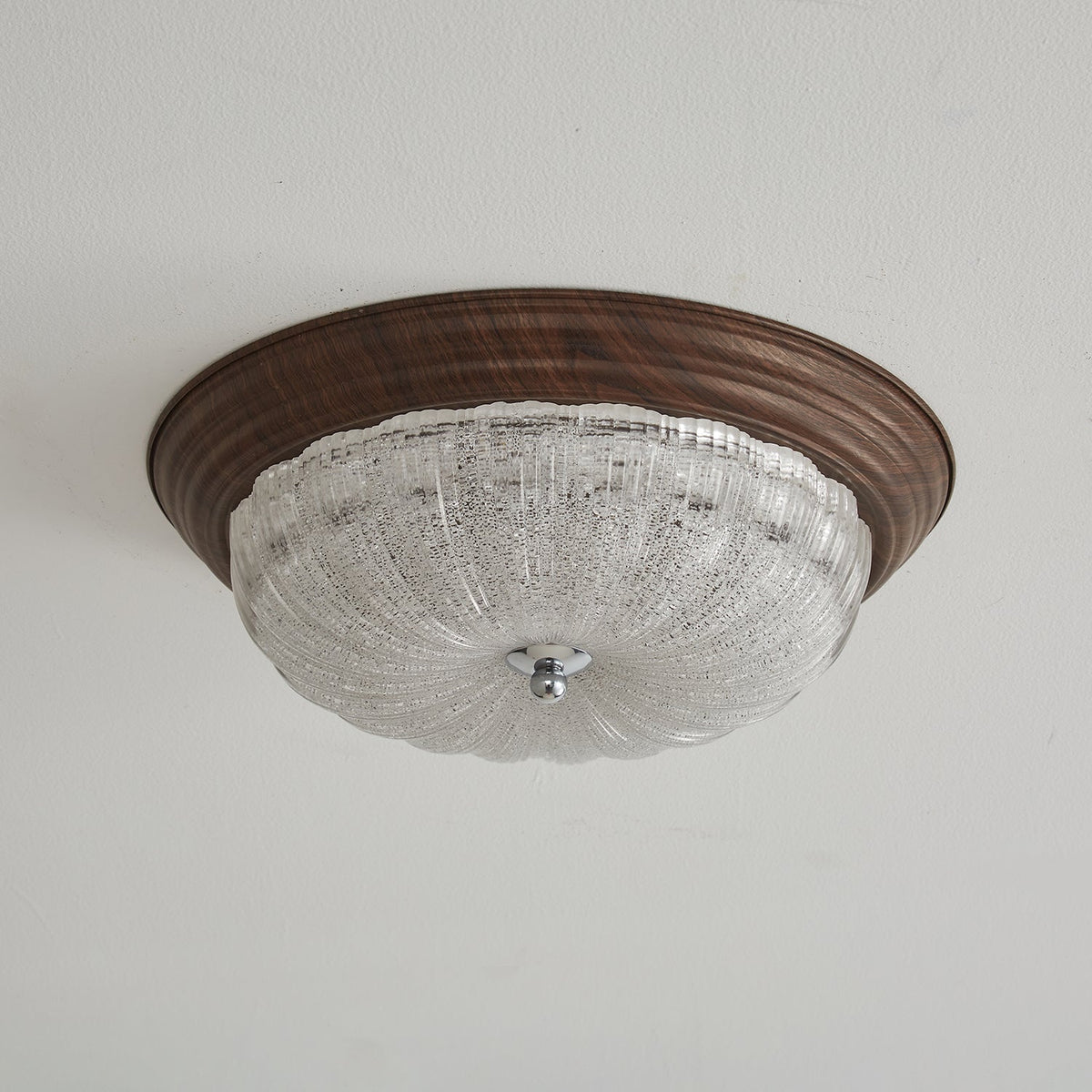 Celestia Walnut Flush Mount Ceiling Light with Glass Dome
