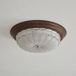 Celestia Walnut Flush Mount Ceiling Light with Glass Dome