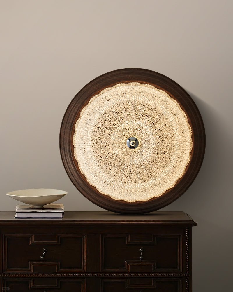 Celestia Walnut Flush Mount Ceiling Light with Glass Dome