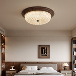 Celestia Walnut Flush Mount Ceiling Light with Glass Dome