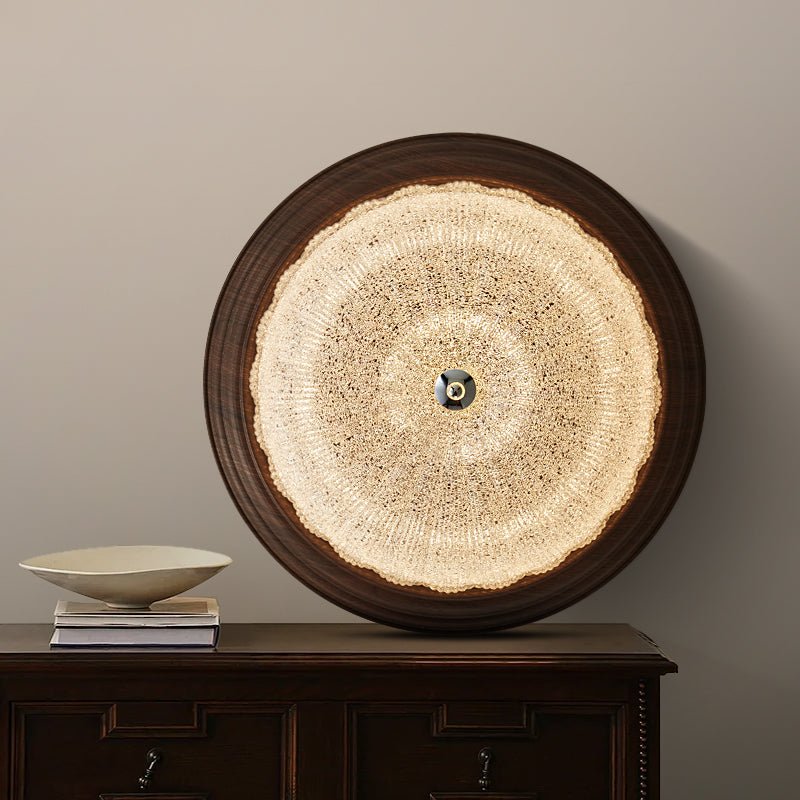 Celestia Walnut Flush Mount Ceiling Light with Glass Dome