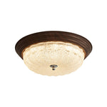 Celestia Walnut Flush Mount Ceiling Light with Glass Dome