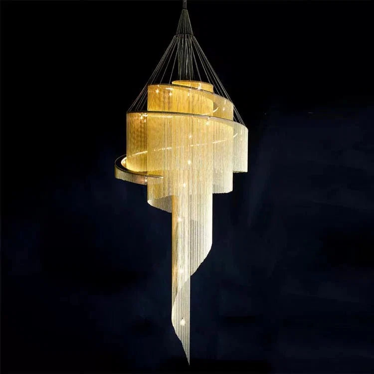 Celestial Twist Chandelier – Modern Spiral LED Pendant for Dining Room and Foyer