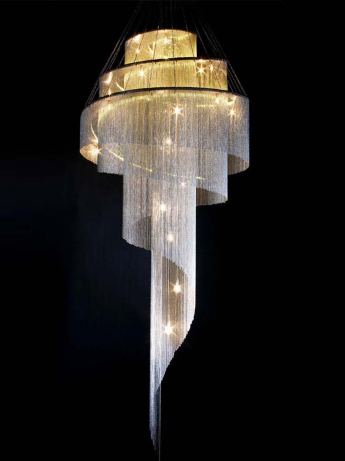 Celestial Twist Chandelier – Modern Spiral LED Pendant for Dining Room and Foyer