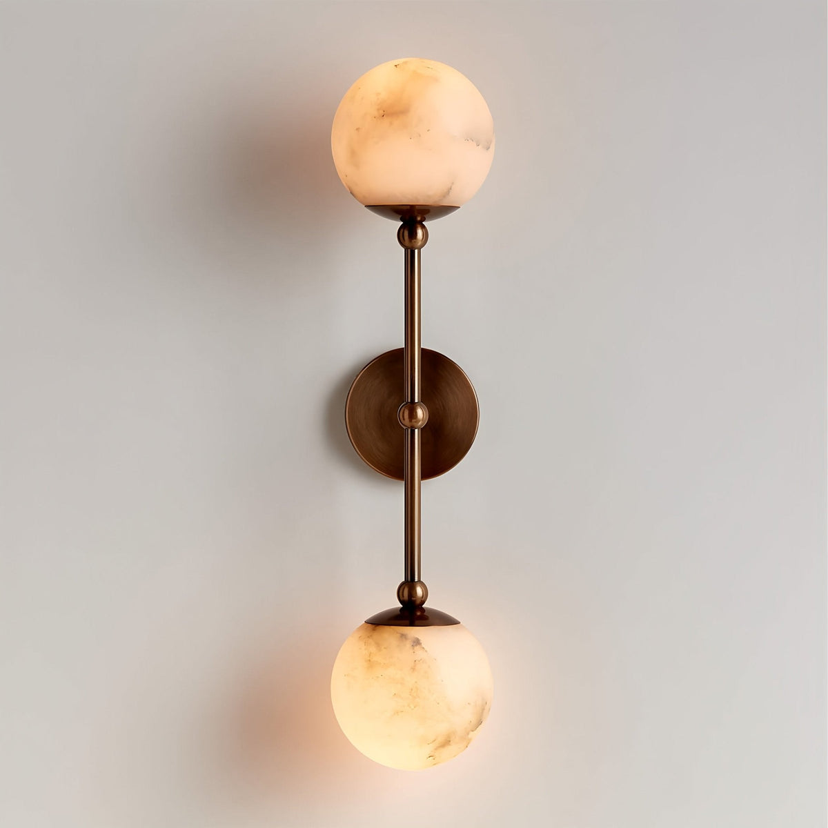 Celestial Double Alabaster Wall Sconce in Bronze