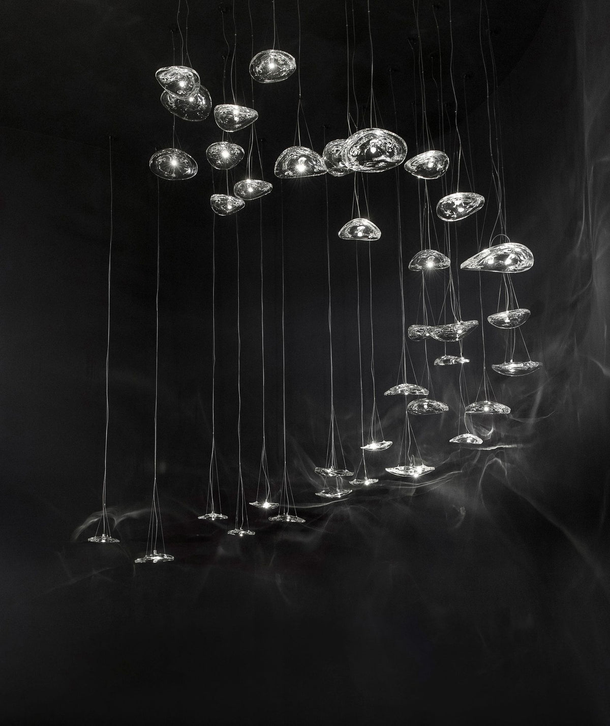 Manta Drift Modern Glass Chandelier for Dining Room and Living Space