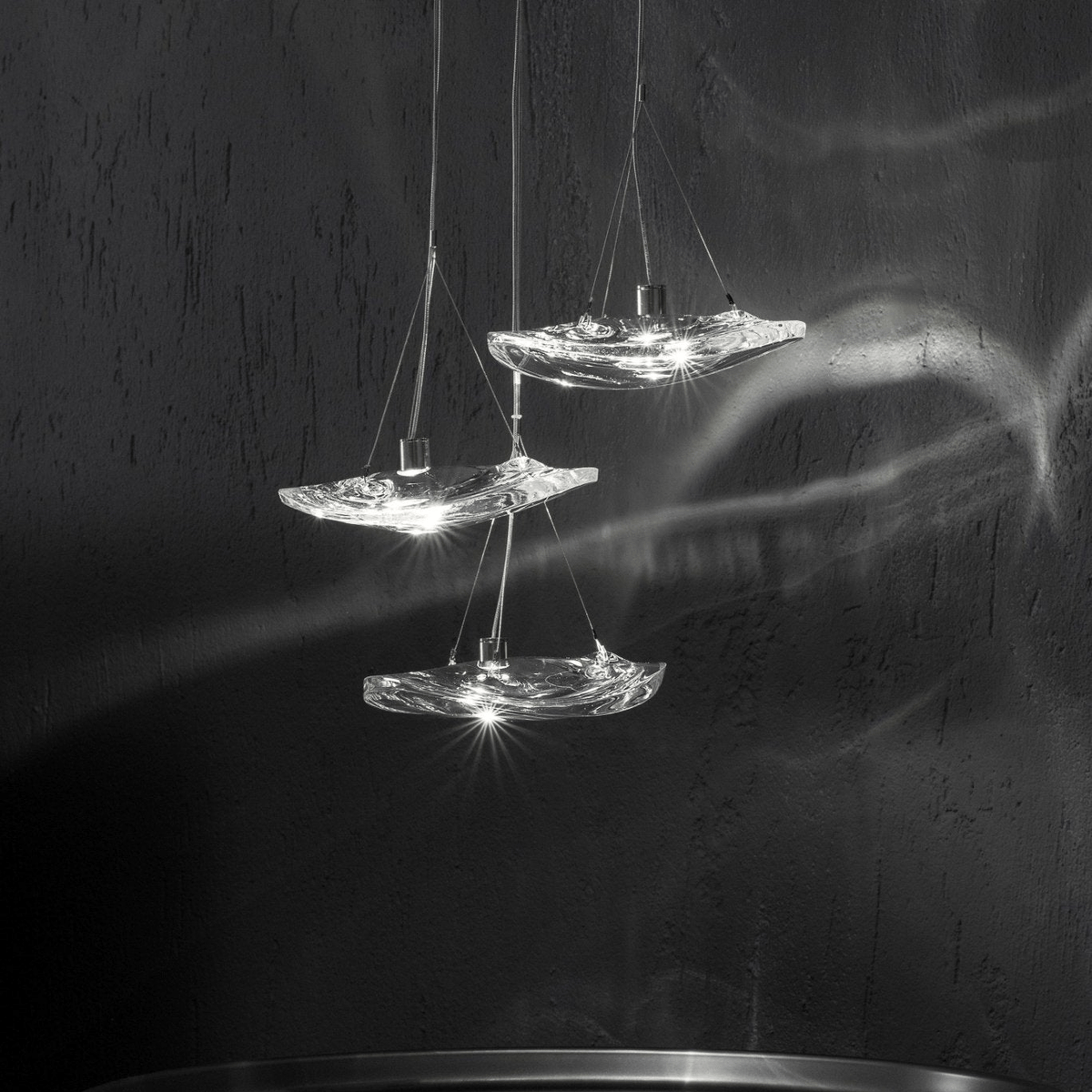 Manta Drift Modern Glass Chandelier for Dining Room and Living Space