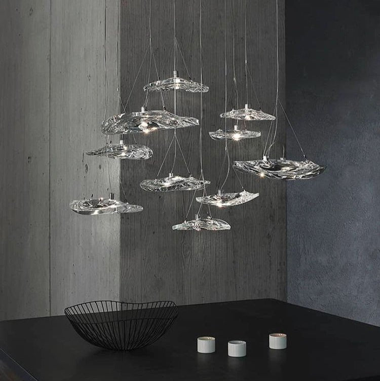 Manta Drift Modern Glass Chandelier for Dining Room and Living Space