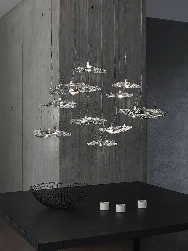 Manta Drift Modern Glass Chandelier for Dining Room and Living Space