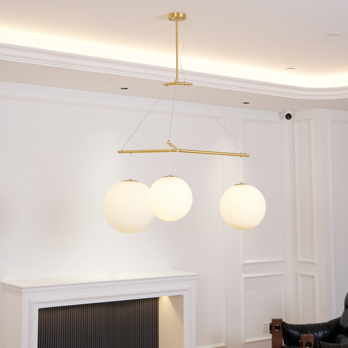 Celestial Orb Trio Pendant Light – Modern Glass Chandelier for Dining Room and Entryway